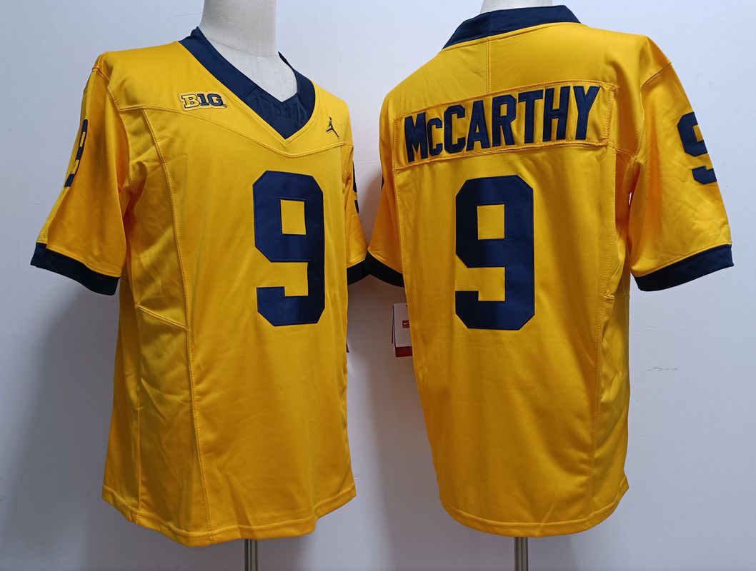 Men Michigan Wolverines #9 Mccarthy Yellow 2025 NCAA Jersey